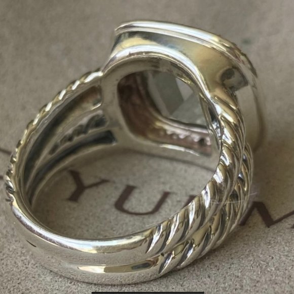 INCLUDES-PAPERWORK David Yurman 11mm Albion Prasiolite & Diamond Ring - Picture 7 of 12